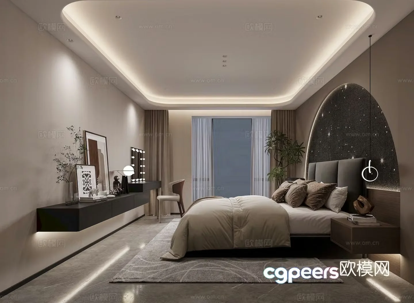 Light luxury bedroom master bedroom 3d model