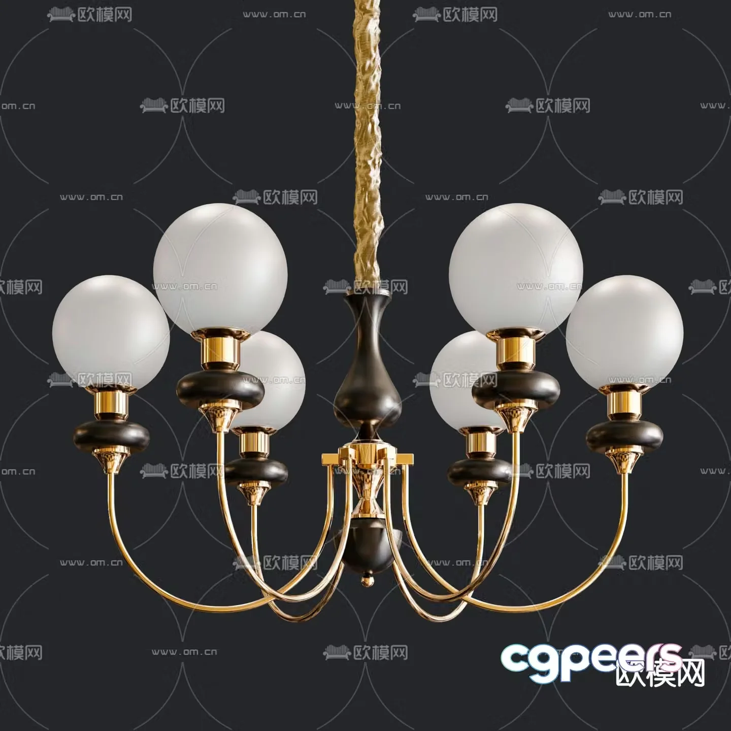 French multi-head chandelier hall chandelier 3d model