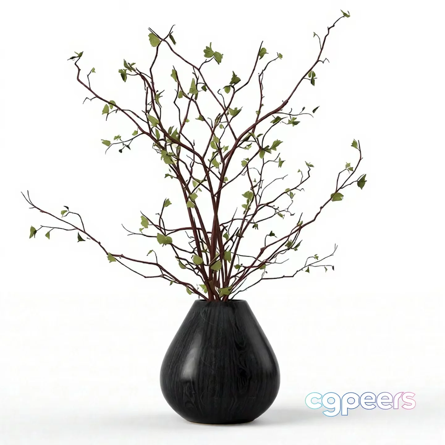 A Black Vase With Branches 3D Model – 5414 – VRAY Render