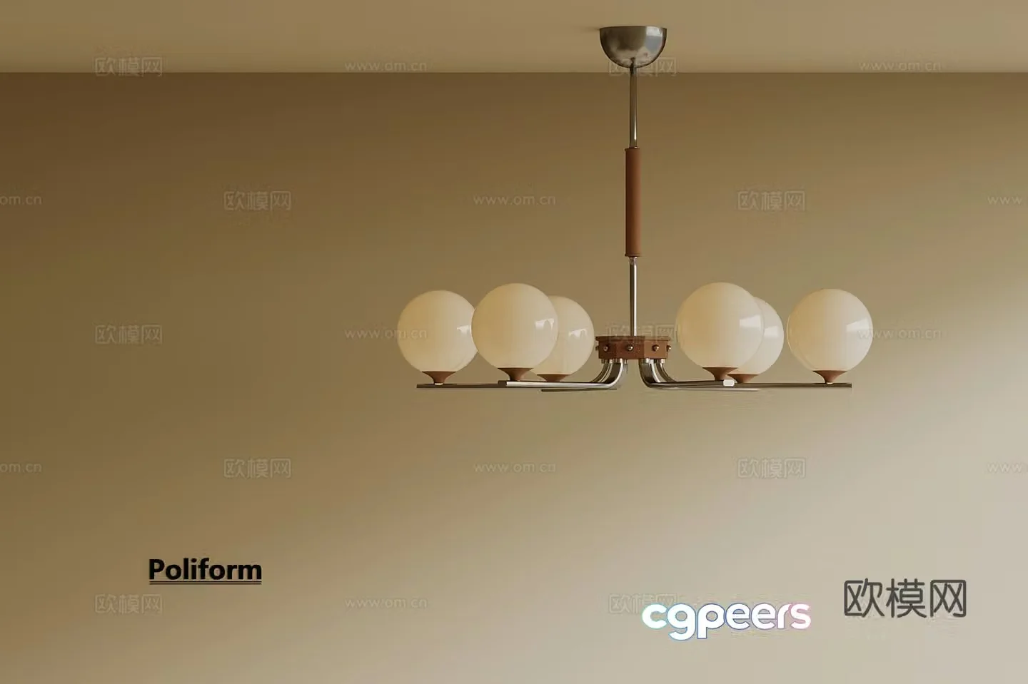 Medium style multi-head chandelier 3d model