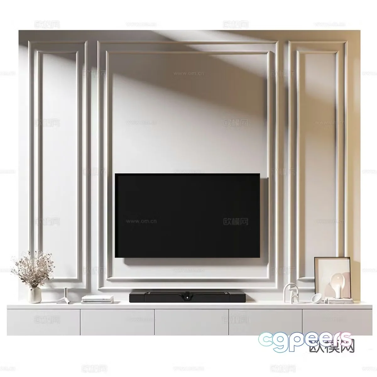 Modern Italian minimalist TV background wall 3d model