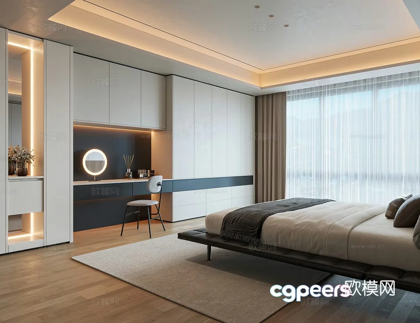 Modern bedroom bedside tail cabinet 3d model