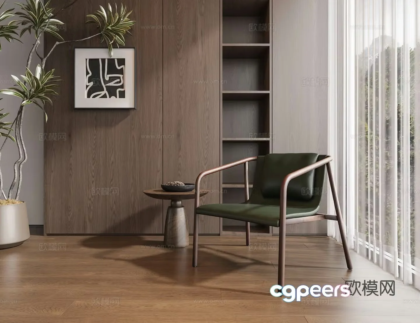 Middle-aged leisure chair sofa chair wooden leisure chair book chair leather chair 3d model