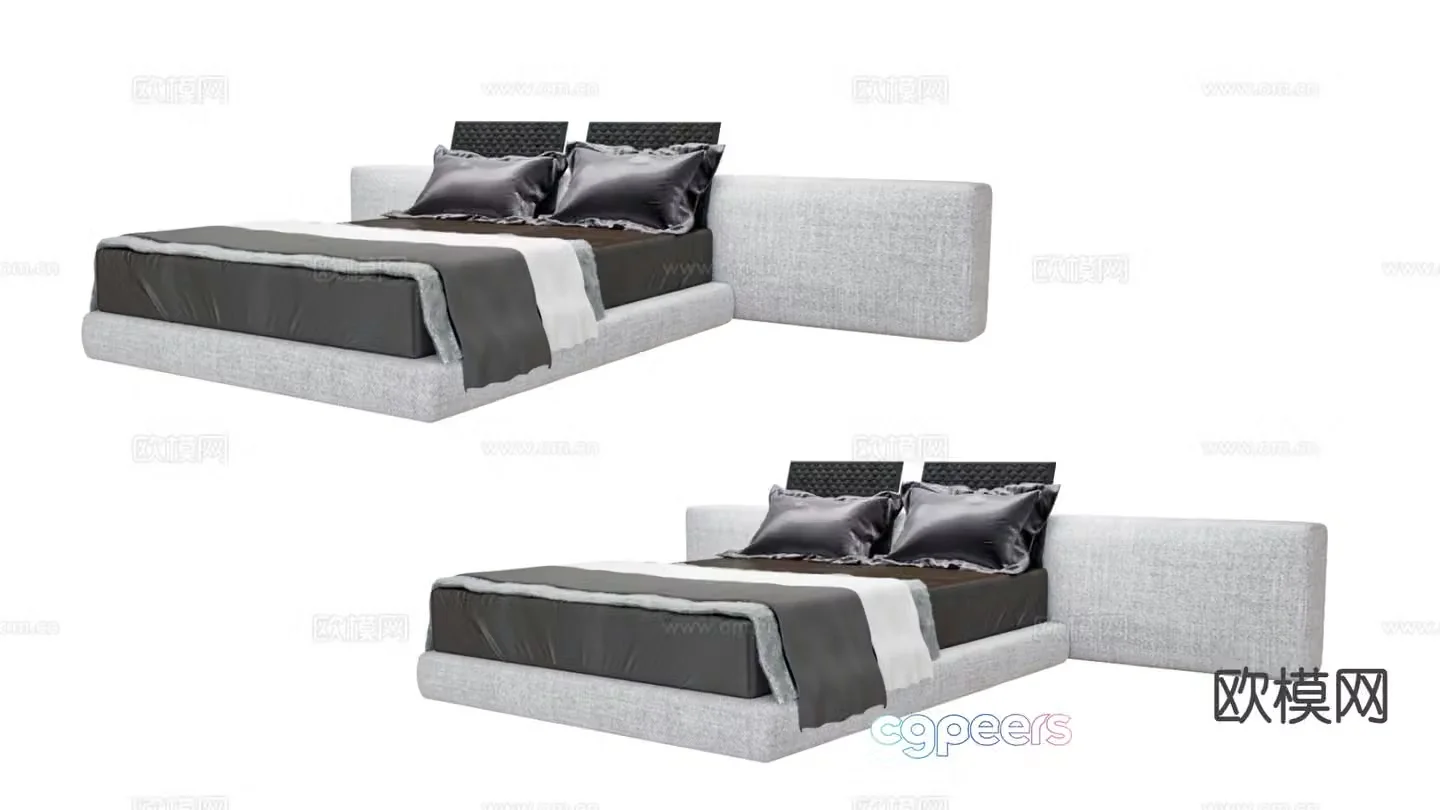 Modern double bed 3d model