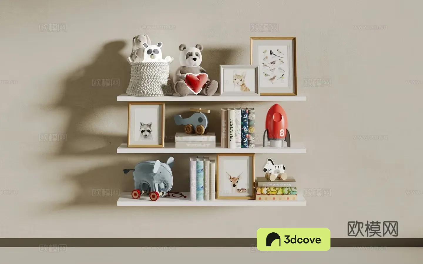 A Set Of Shelves With Decorative Items