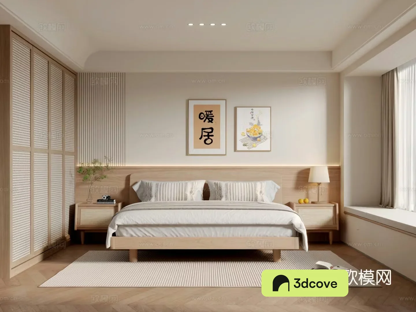 Japanese style log style bedroom