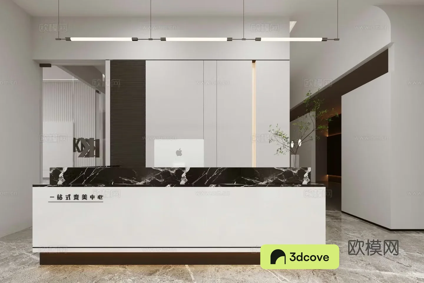 Modern hotel front desk service desk cashier