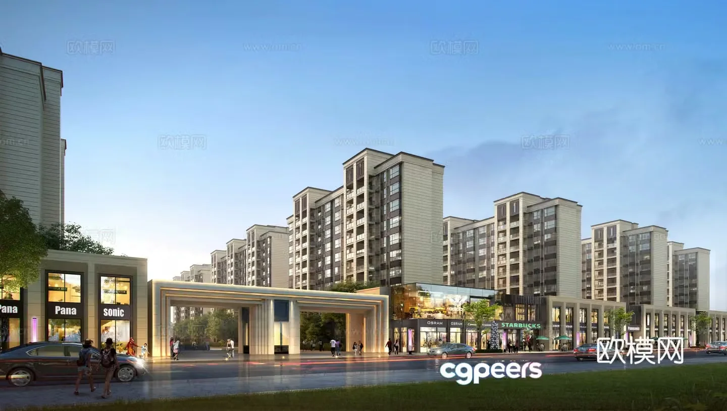 Residential street commercial 3D model