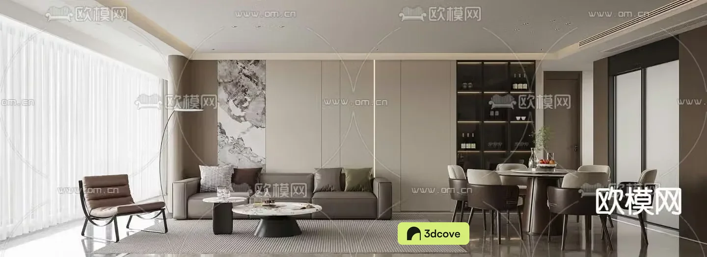 Modern living and dining room