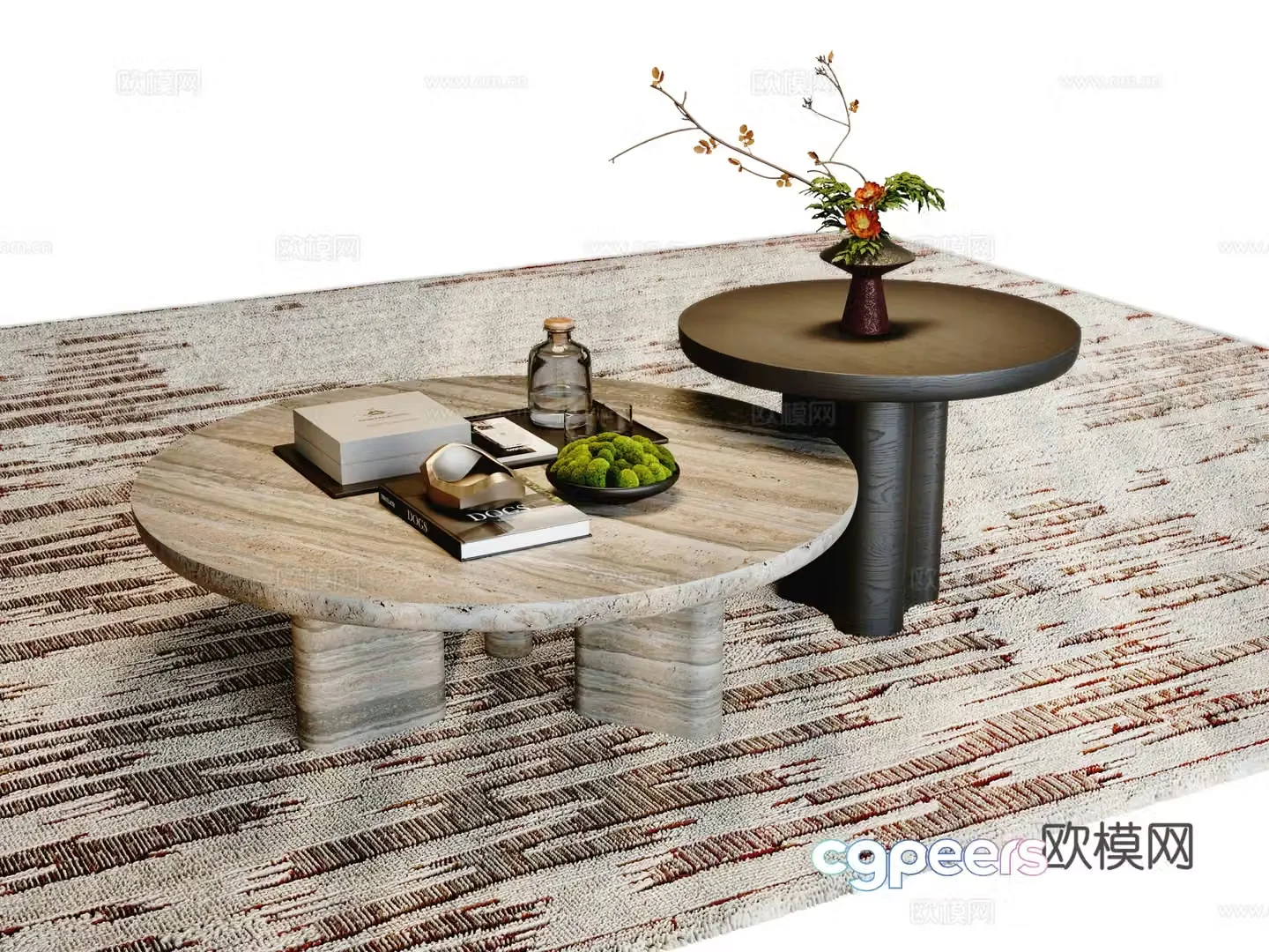 Modern coffee table combination 3D model