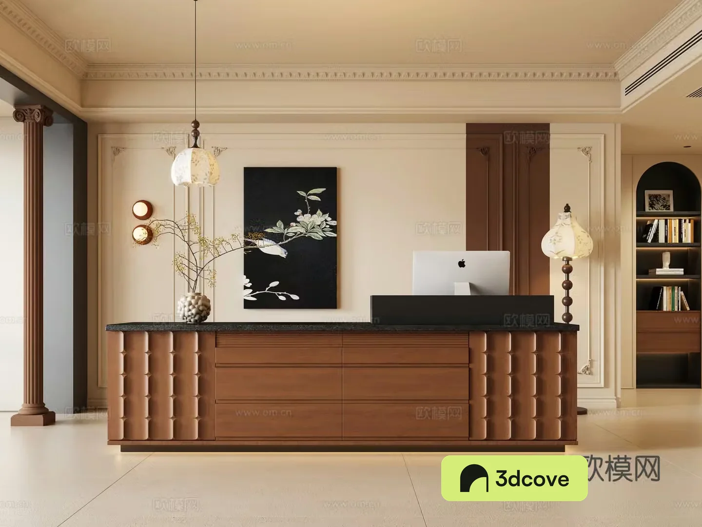 French medieval hotel front desk