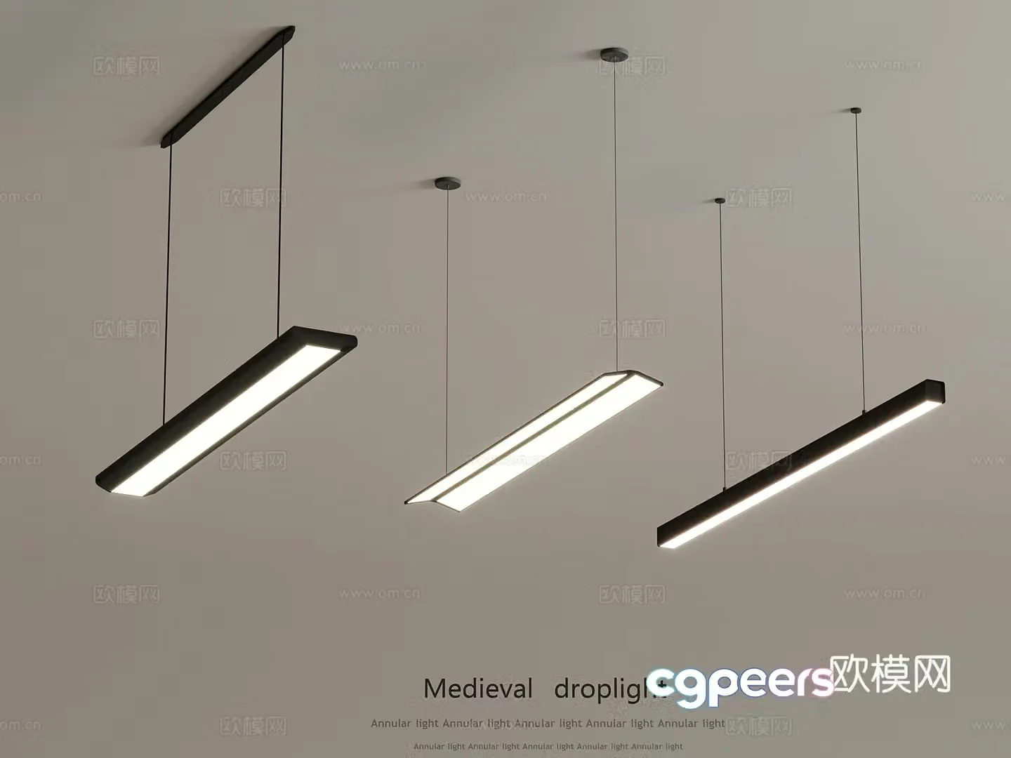 Modern long chandelier office chandelier 3d model