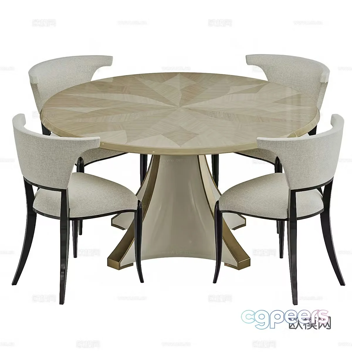New Chinese style Caracole round dining table and chair 3D model