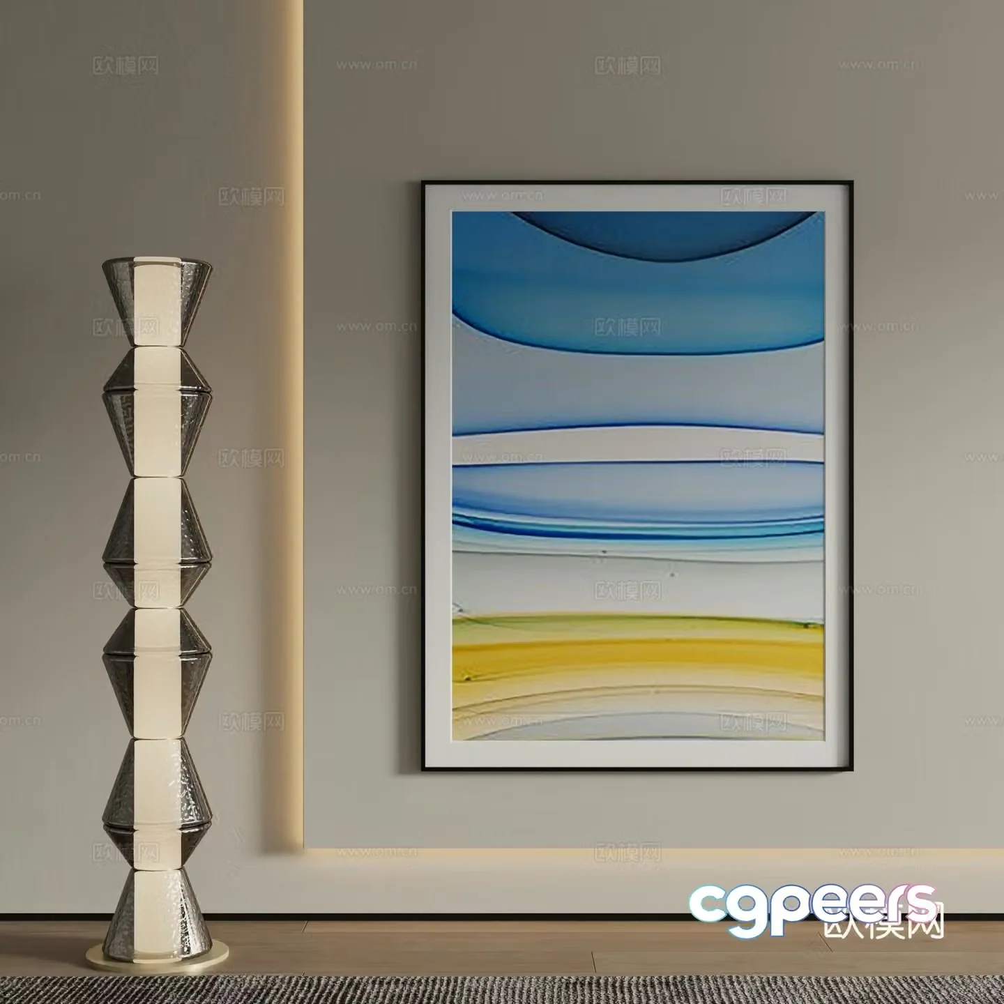 Modern abstract painting decorative painting 3d model