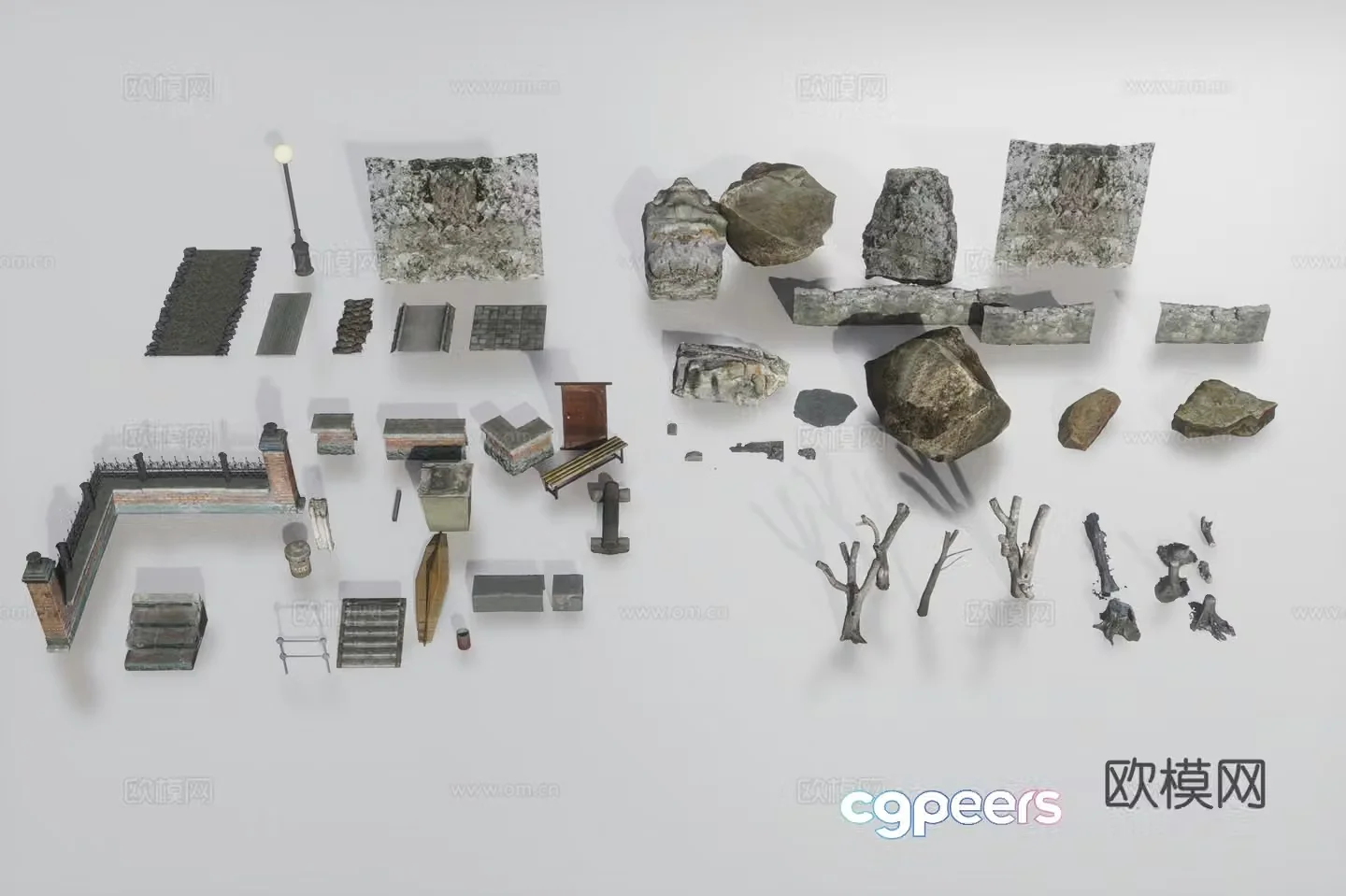 Outdoor landscape items 3d model