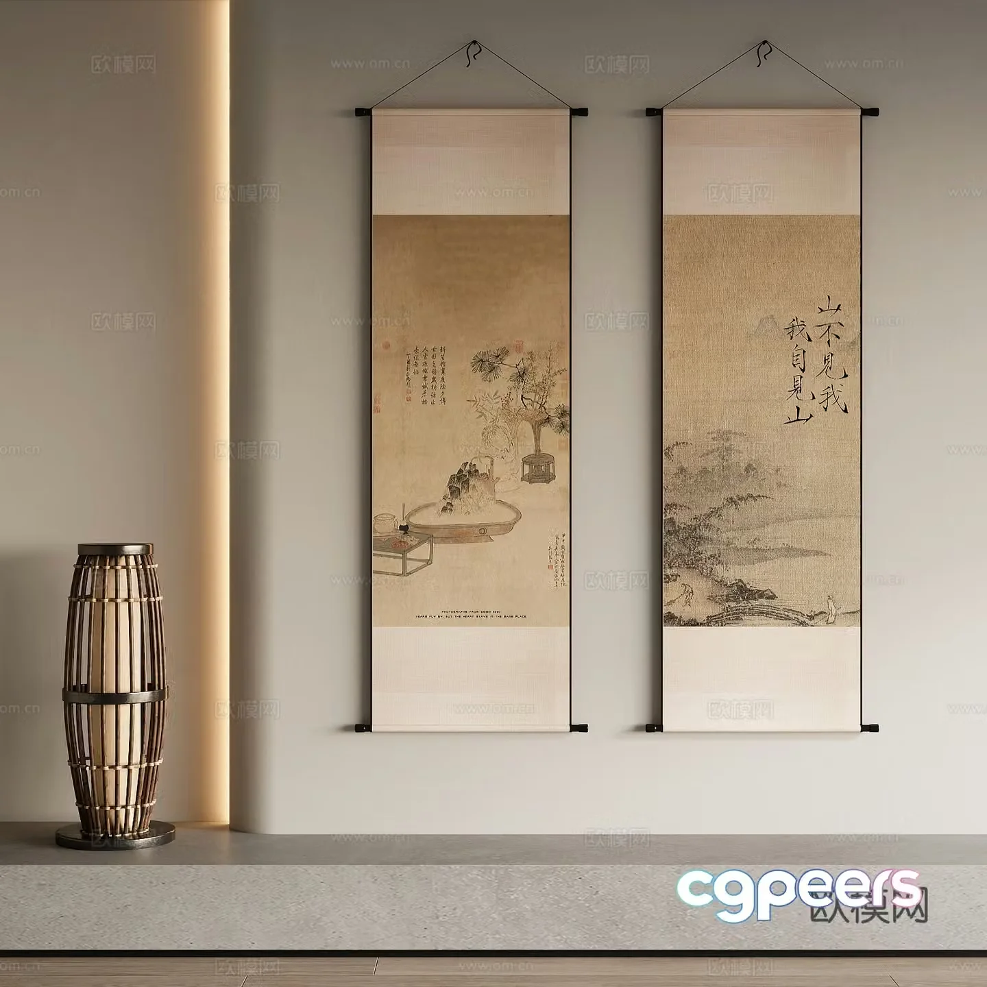 New Chinese style decorative painting 3D model