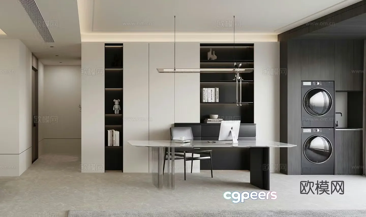 Modern study room 3d model