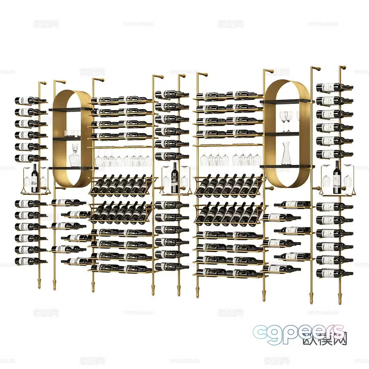 Modern light luxury metal red wine rack 3D model