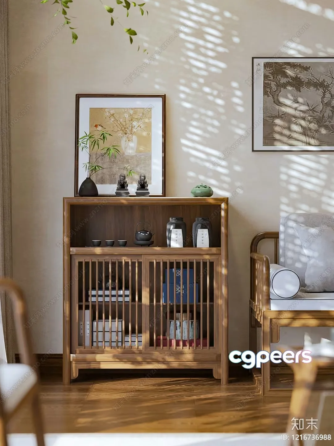 A Wooden Bookcase 3D Model – 18074 – VRAY Render