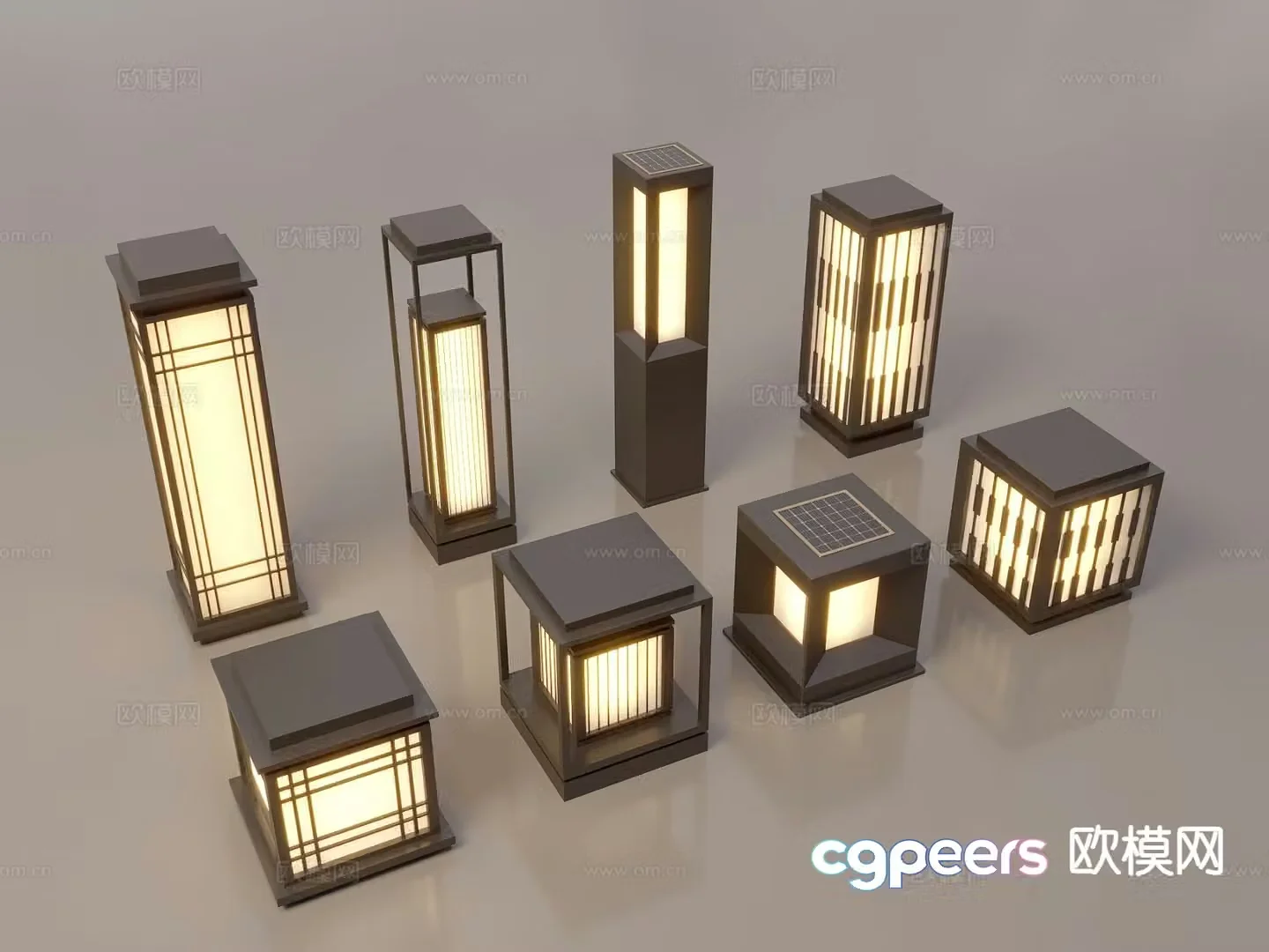 Chinese landscape lights lawn lights garden lights outdoor lights 3D model