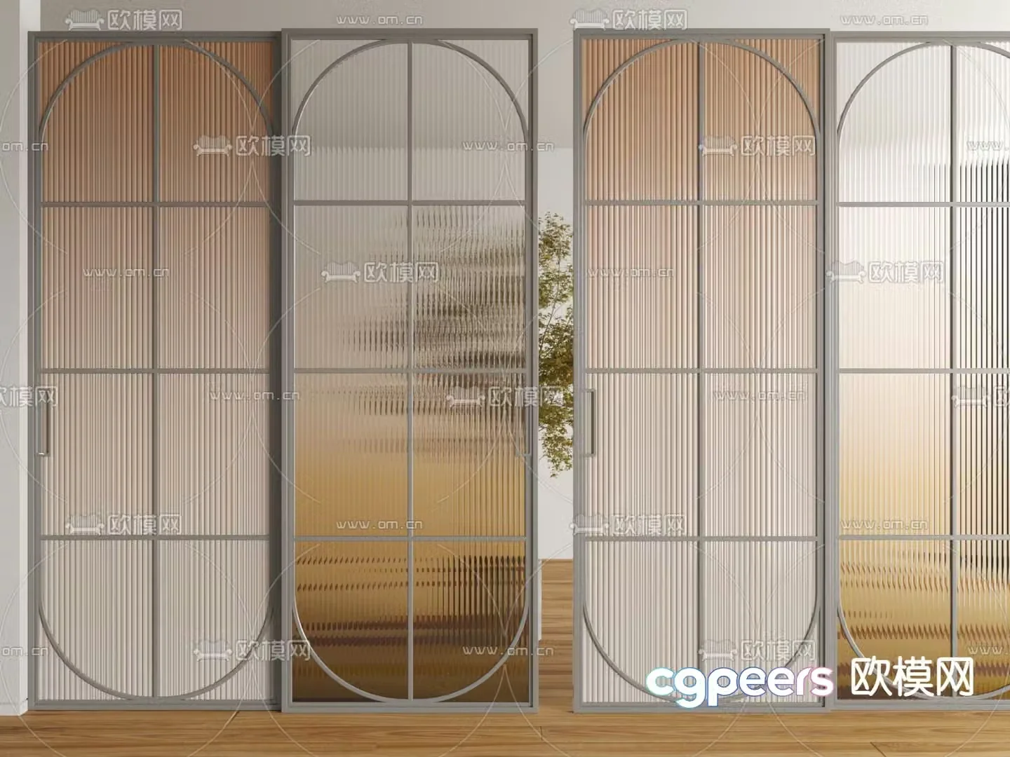 French sliding door 3D model