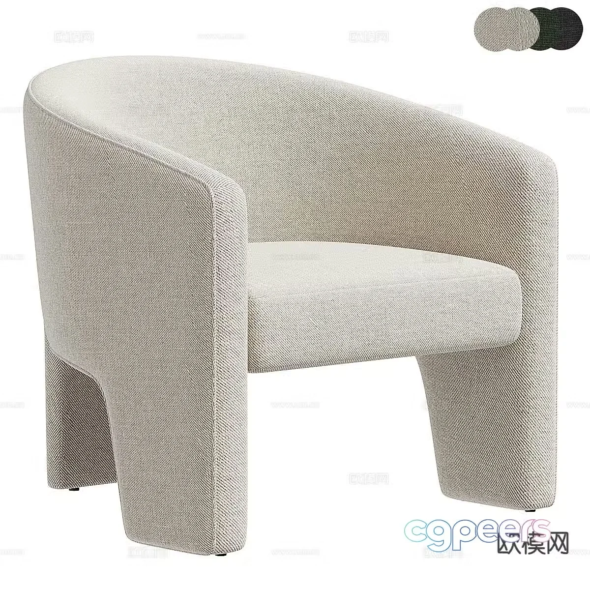 Cream style sofa chair leisure chair armchair 3d model