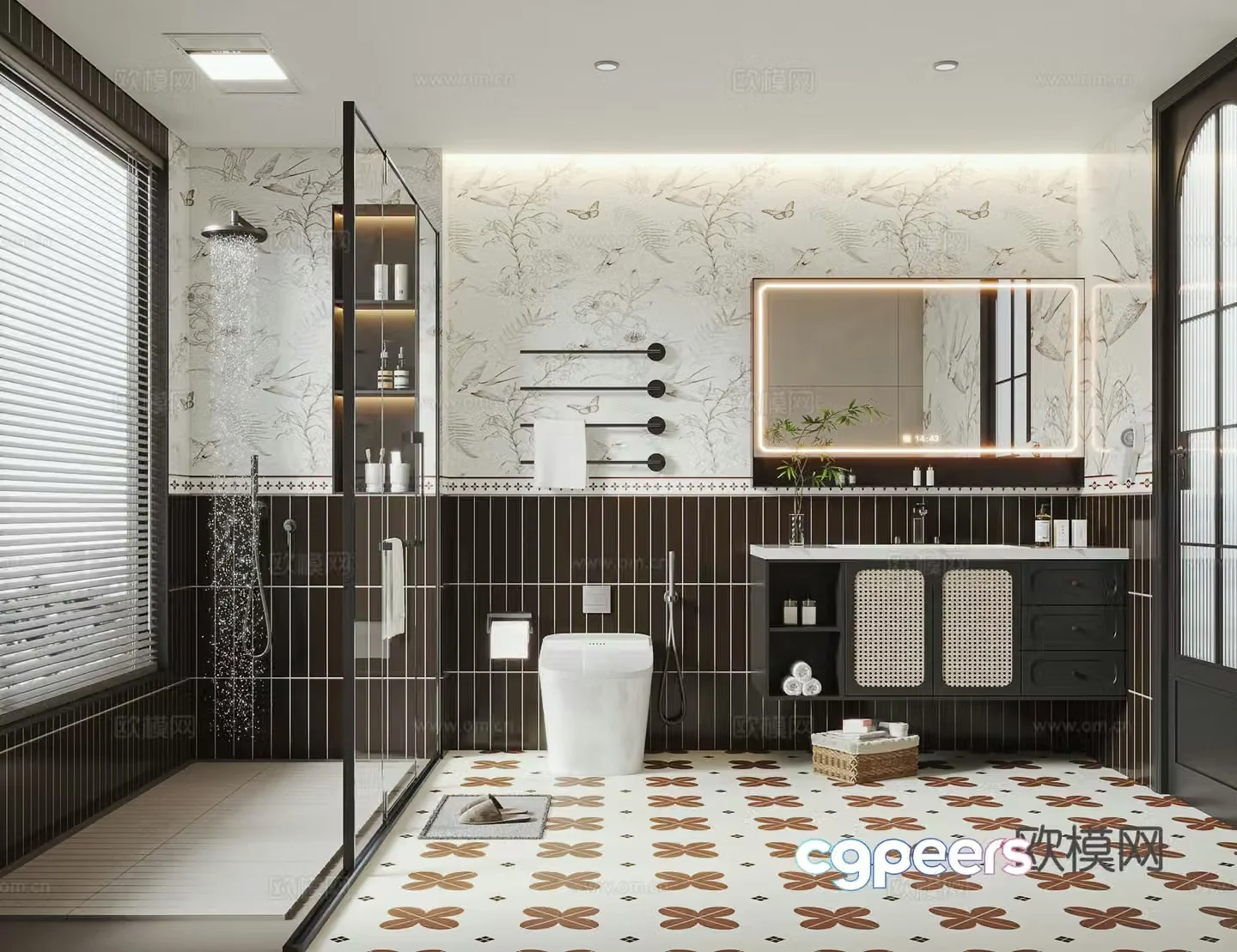 French retro bathroom medieval style bathroom 3d model