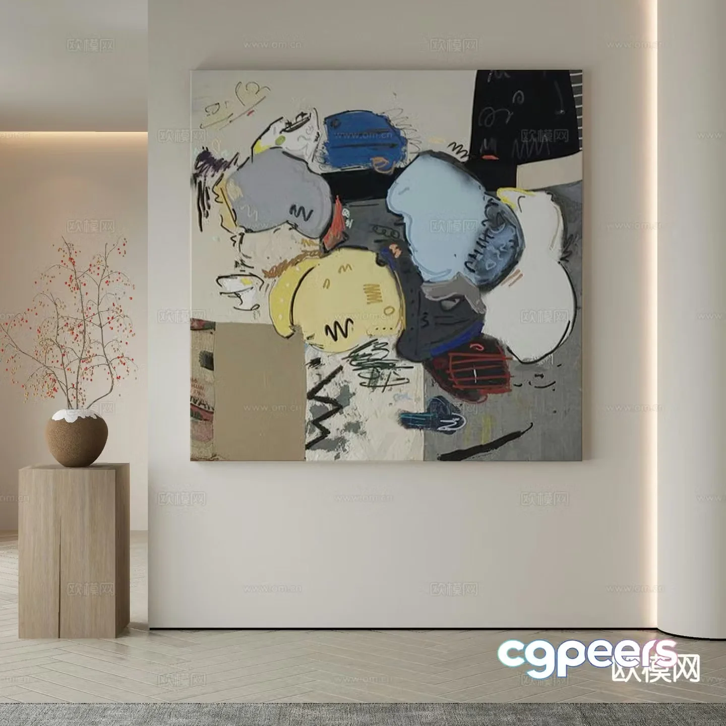 Modern decorative painting cartoon hanging painting 3d model