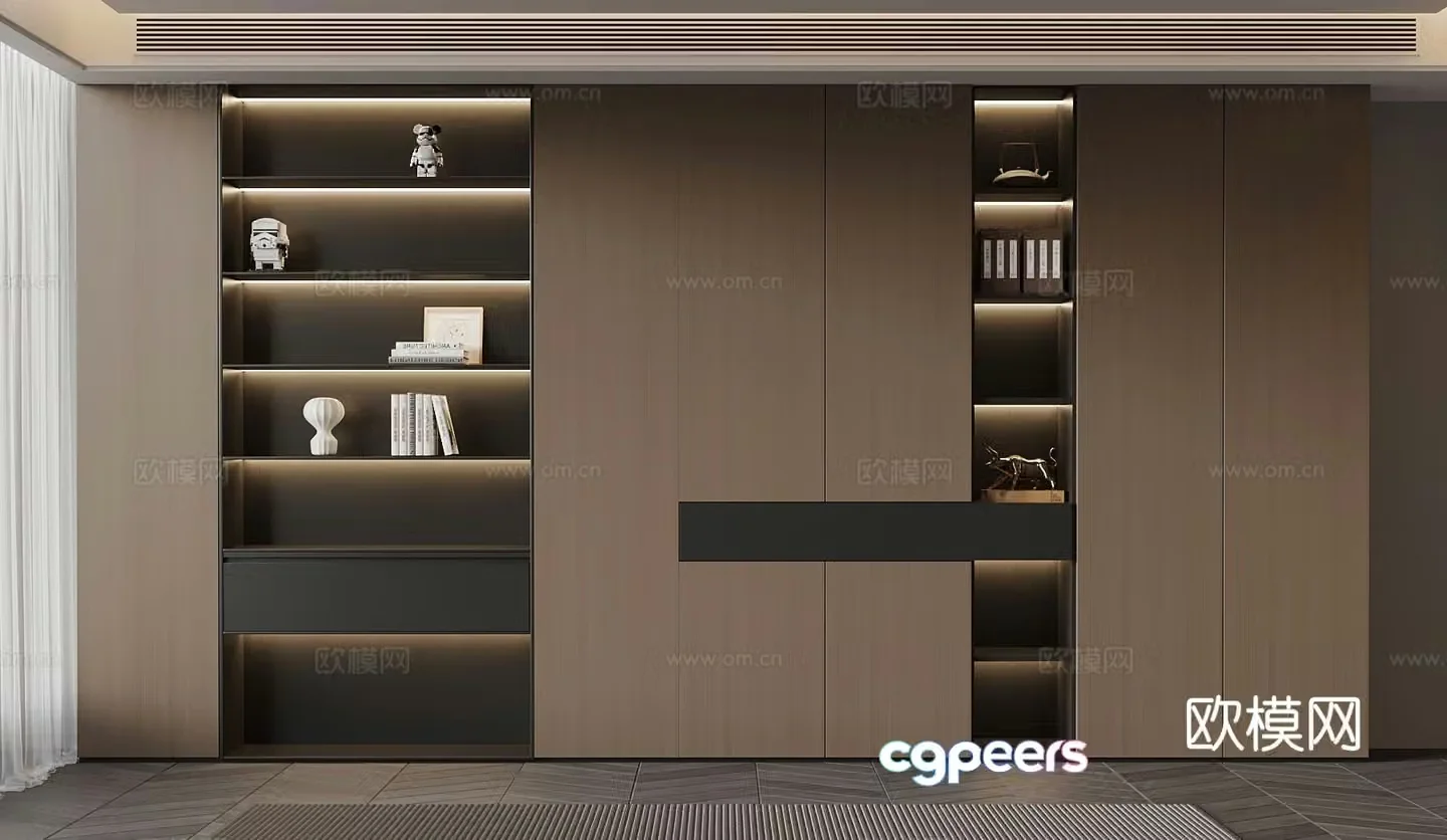 Italian minimalist bookcase book ornaments 3D model
