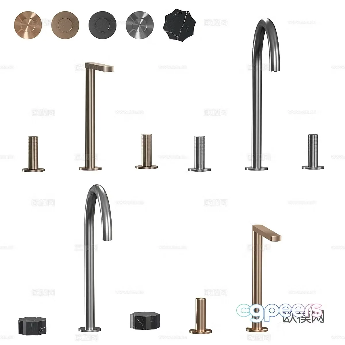 Modern light luxury washbasin faucet 3D model