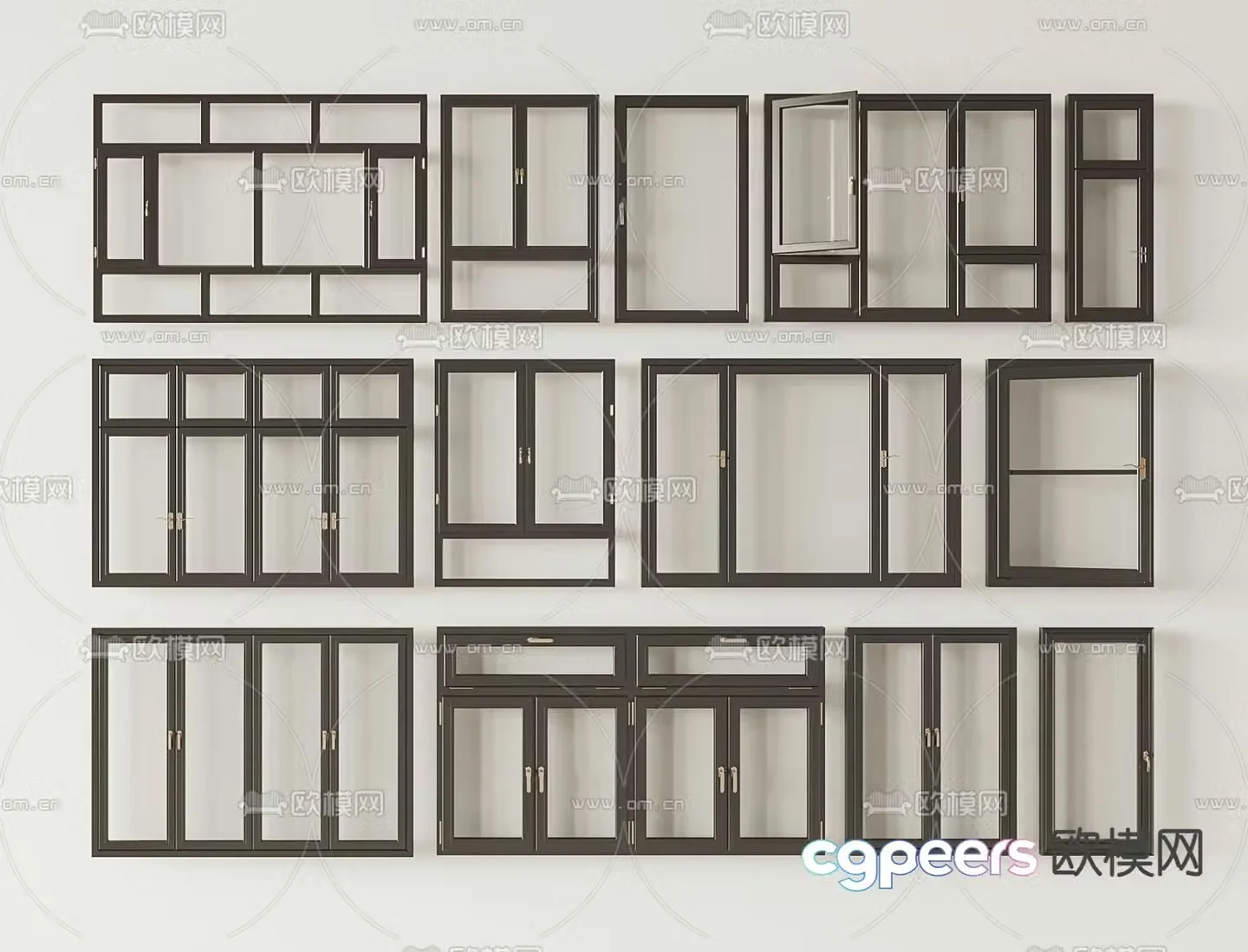 Aluminum alloy window casement window balcony window floor-to-ceiling window folding window 3D model