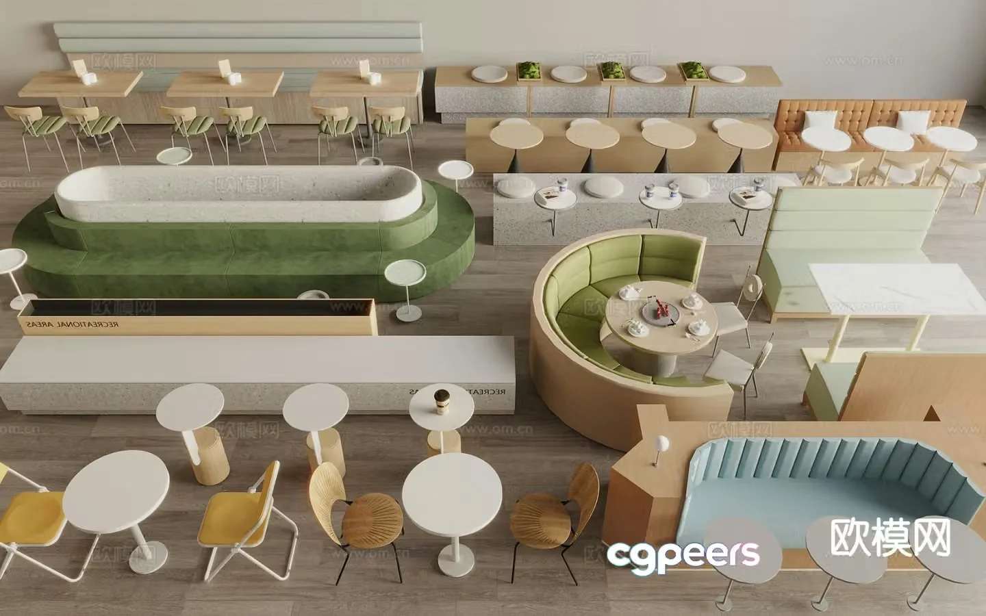 Modern booth dining table and chairs 3d model