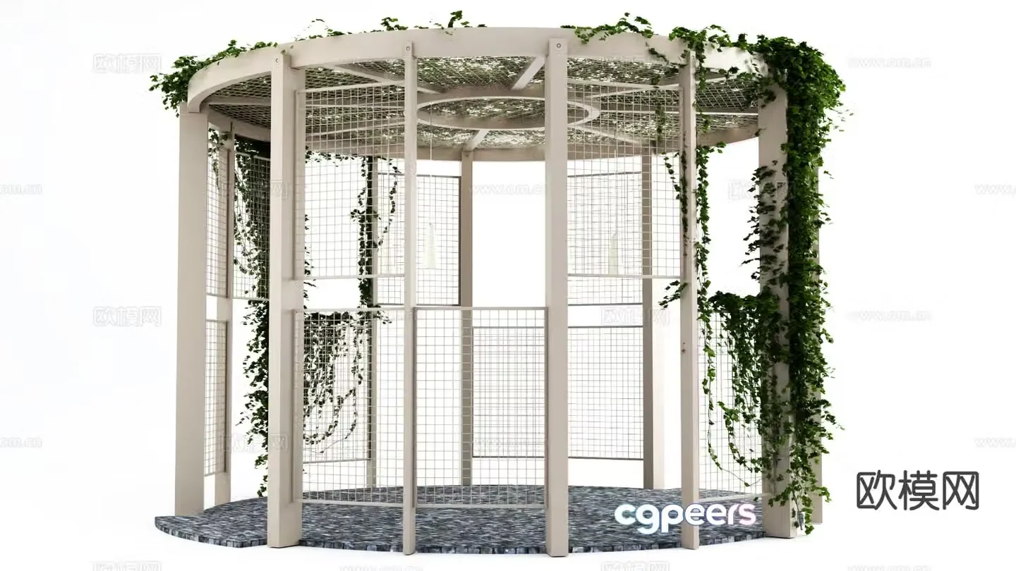 Modern gallery frame round flower frame gallery pavilion 3D model