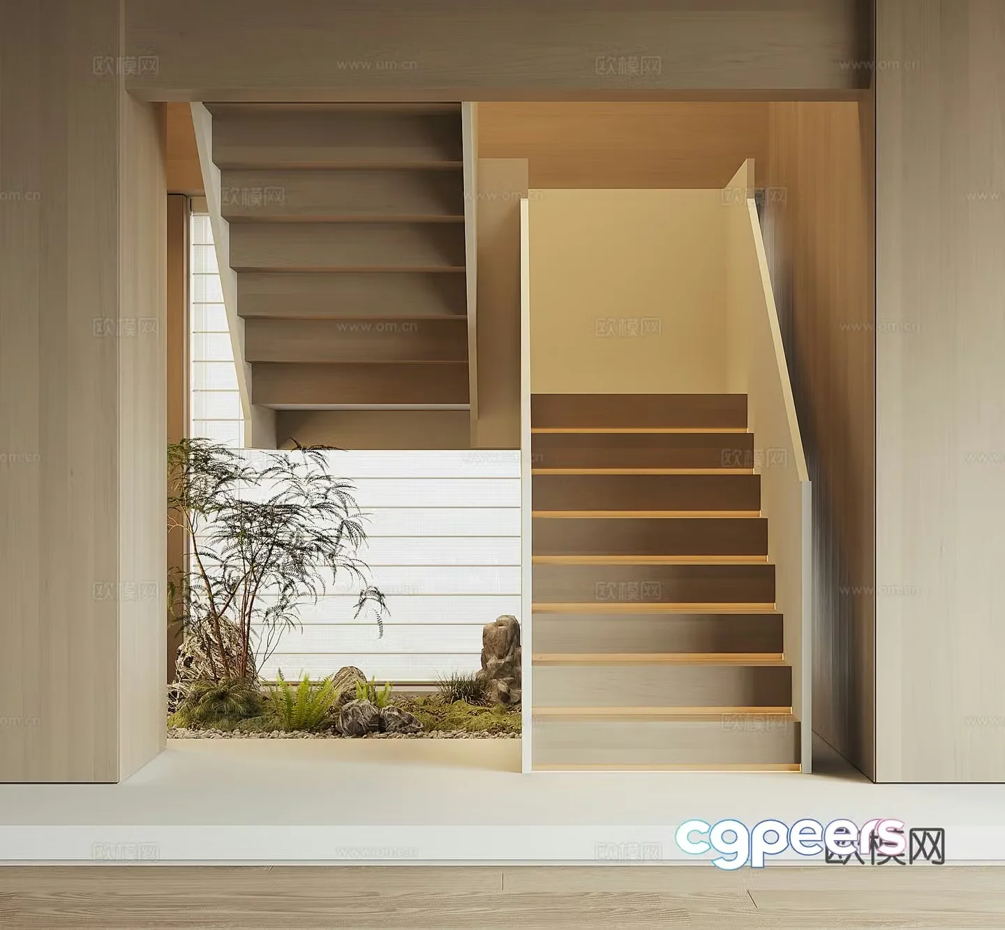 Modern home staircase 3d model