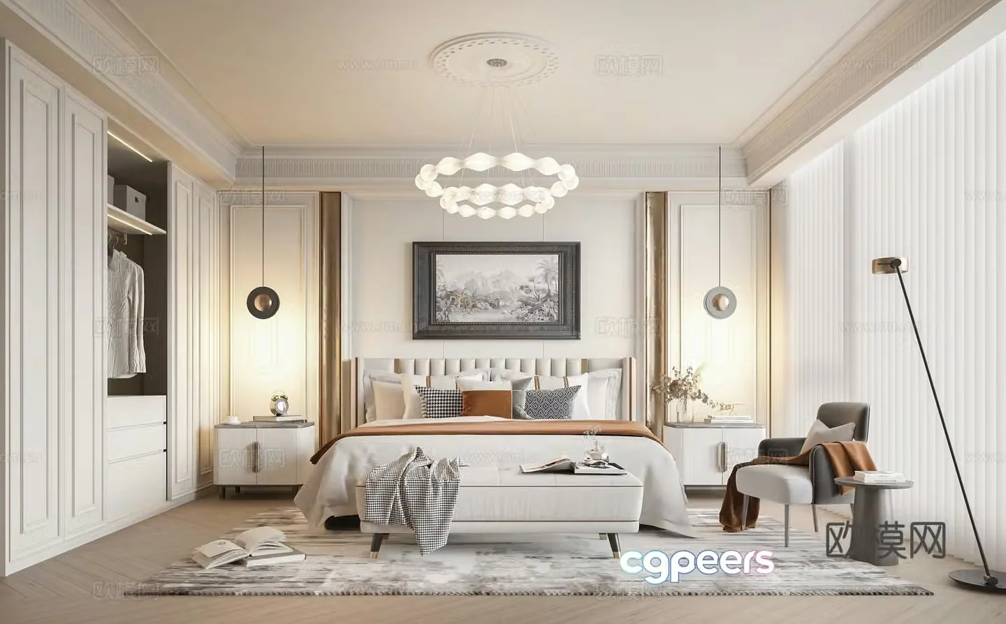 American style bedroom master bedroom 3d model