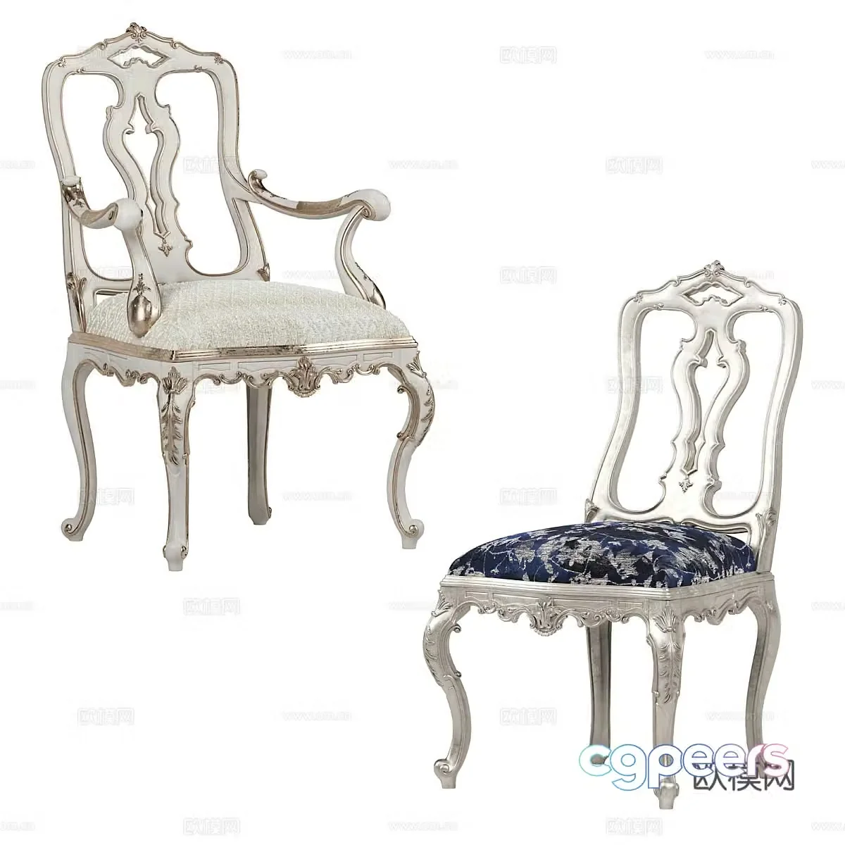 French lounge chair 3d model