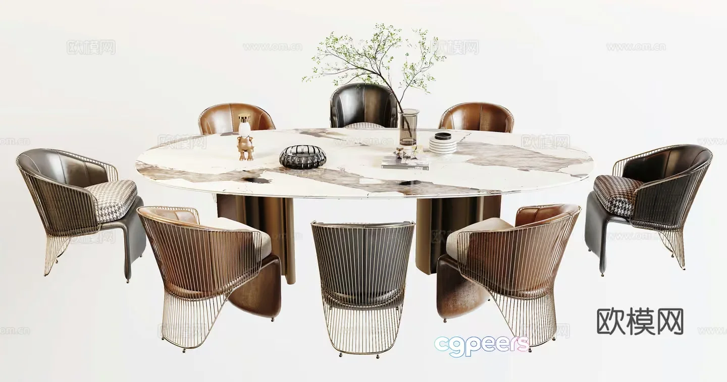 A Modern Dining Table 3D Model – 422 – VRAY Render