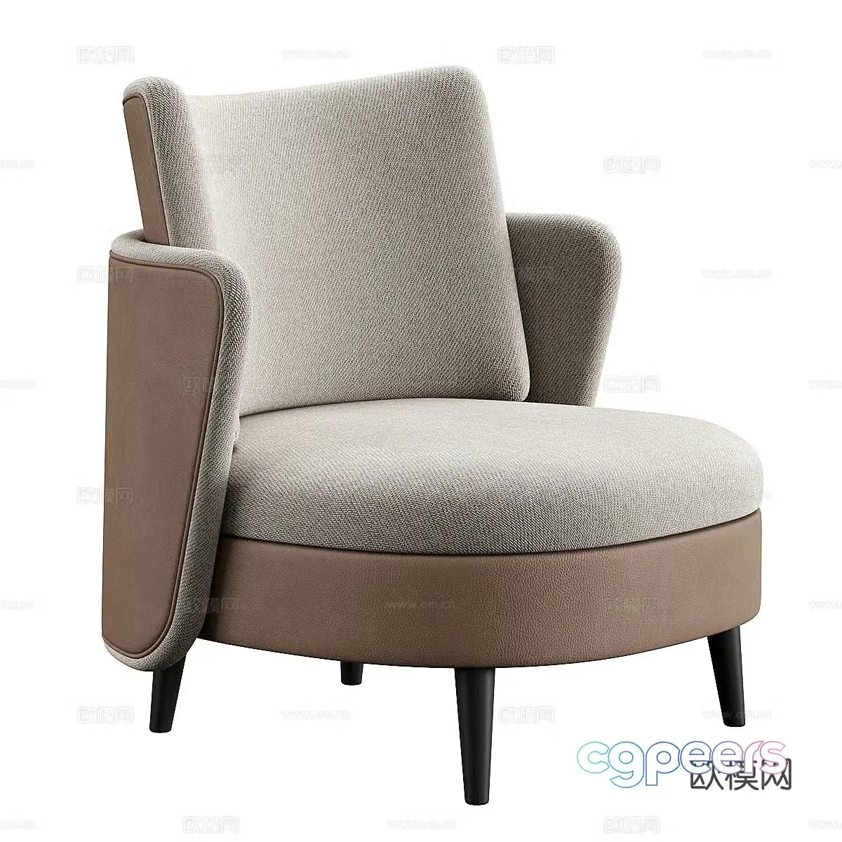 Italian leather fabric armchair 3d model