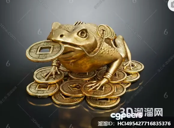 A 3D Model Of A Frog Sitting On A Pile Of Coins 3D Model – 9731 – VRAY Render