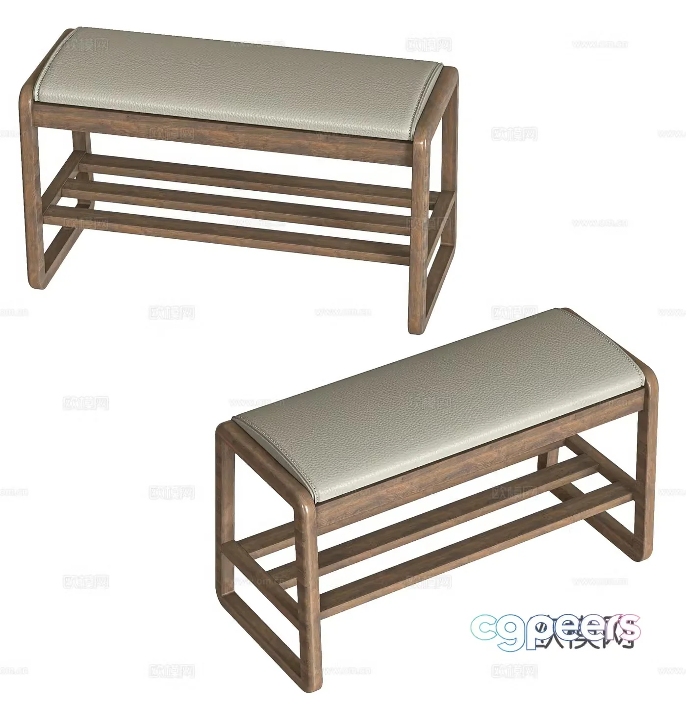 Modern sofa stool dressing stool bedside stool leather stool bench 3D model