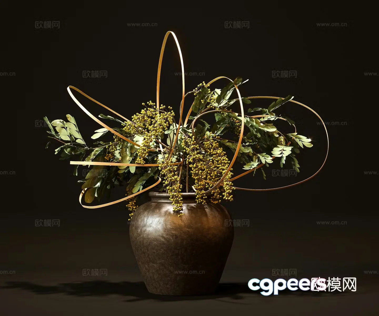 3D model of flower arrangement of vase