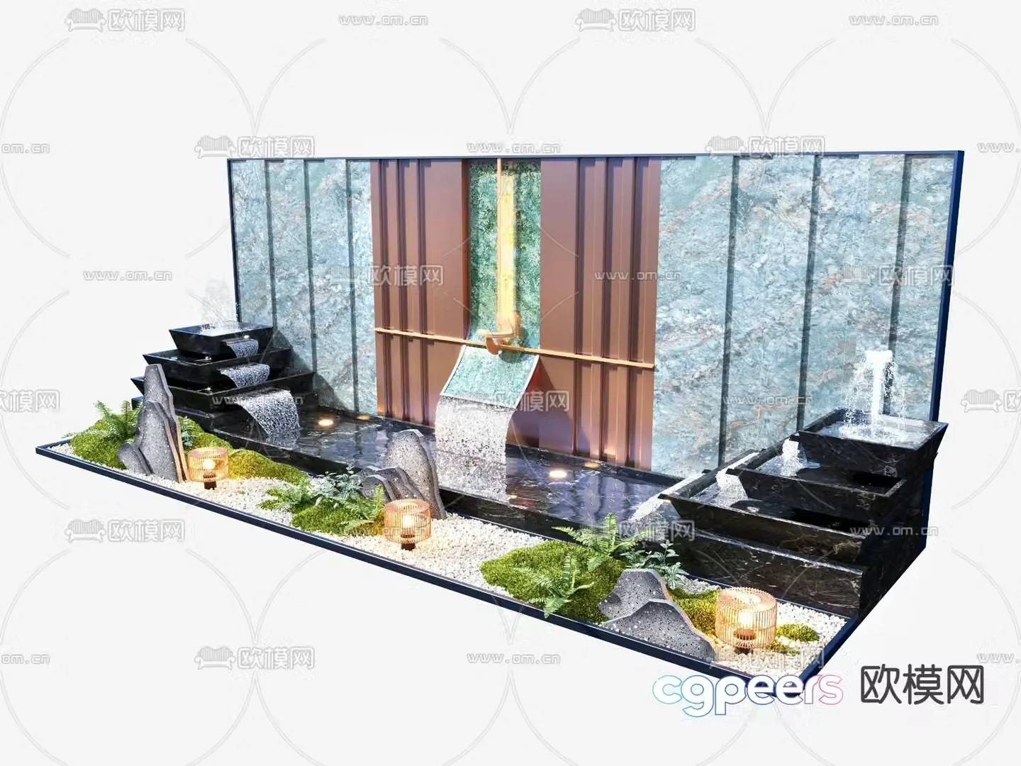 Modern water feature wall feature wall with water water feature fountain 3D model