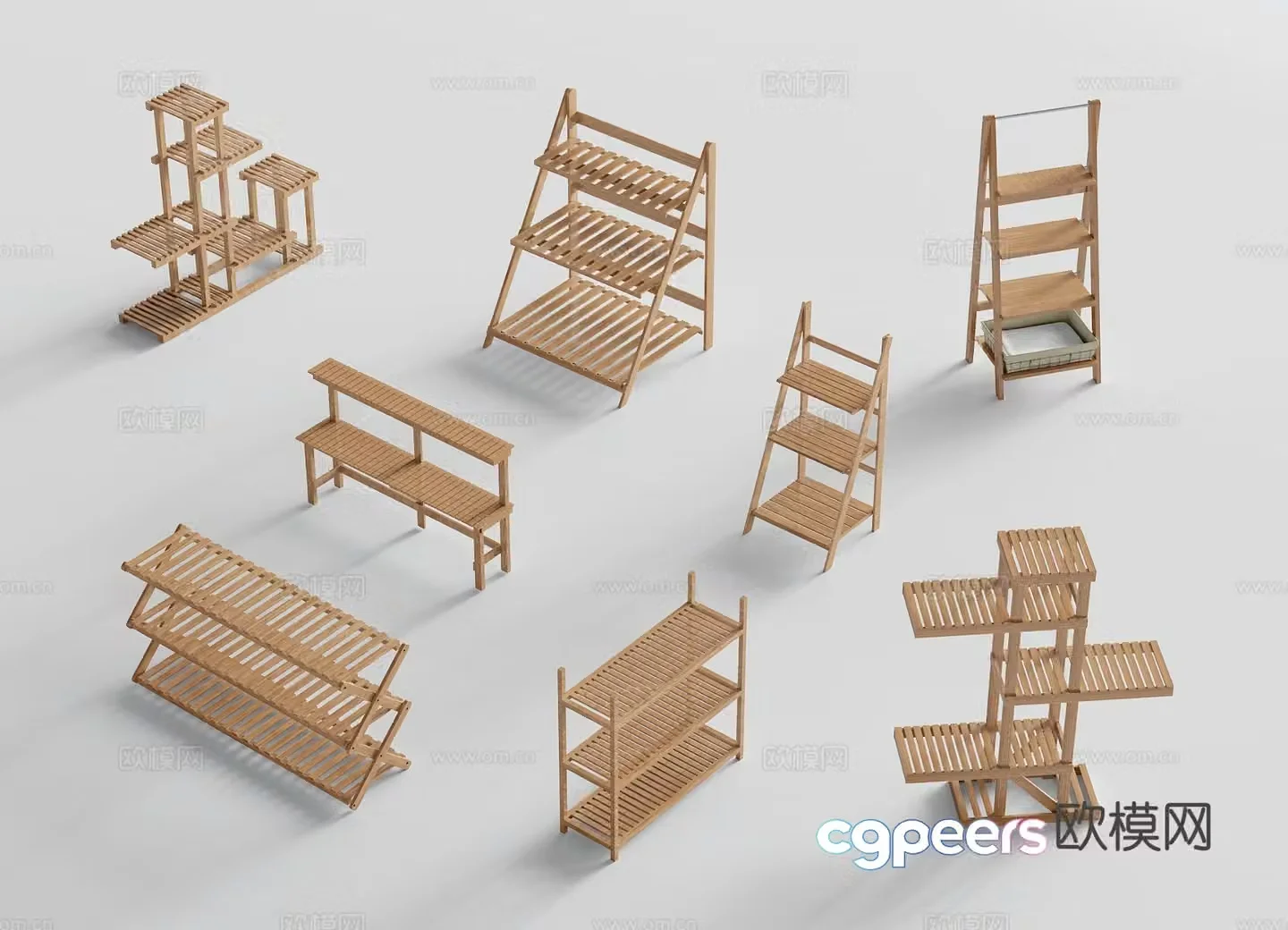 Modern flower rack storage rack 3d model