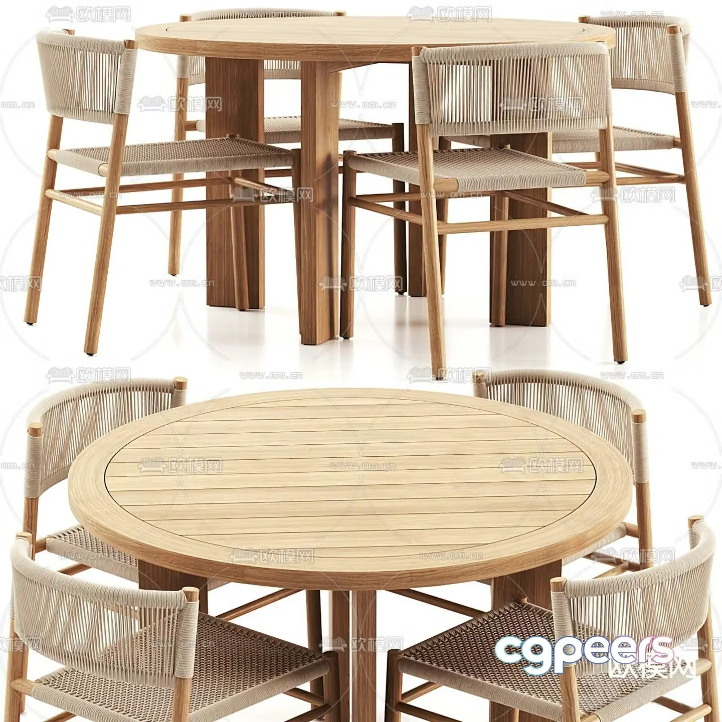 MISSANA rattan dining table and chairs 3d model