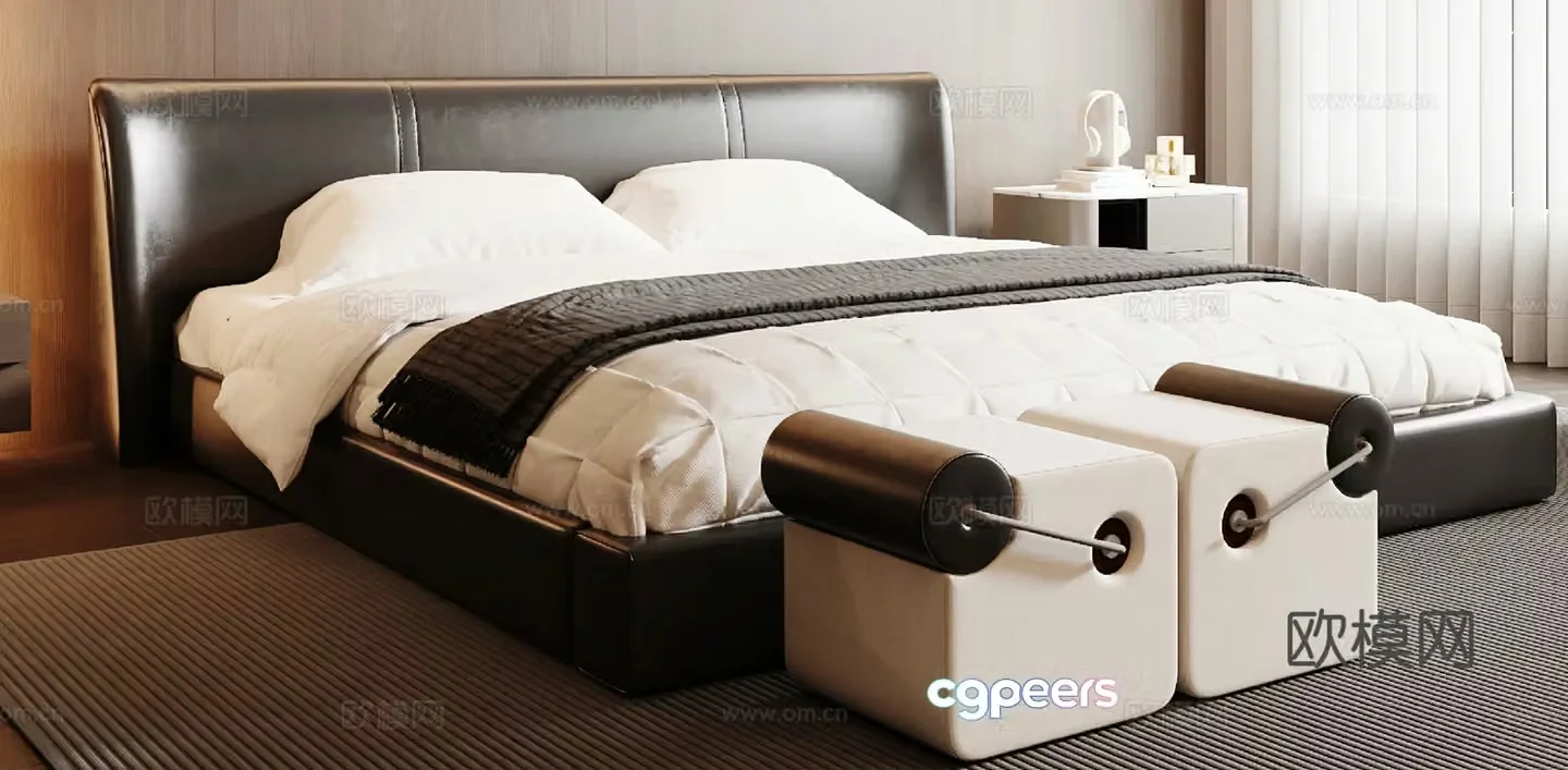 Modern double bed 3d model