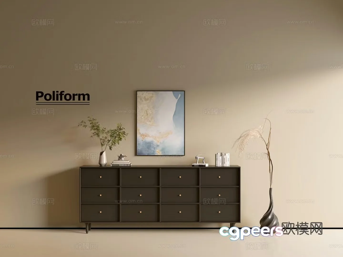 Modern black cabinet ins wind side cabinet chest cabinet low cabinet whole cabinet dining side cabinet balcony cabinet 3d model