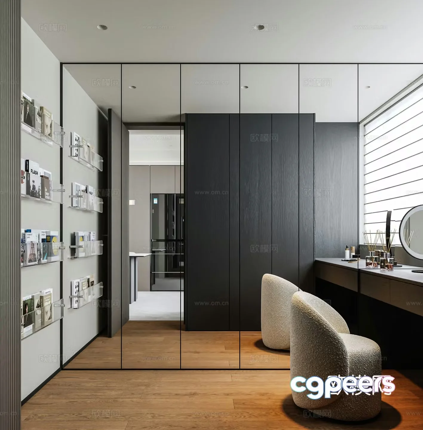 L-shaped cloakroom U-shaped cloakroom Open-style cloakroom Powder room Walk-in cloakroom 3D model