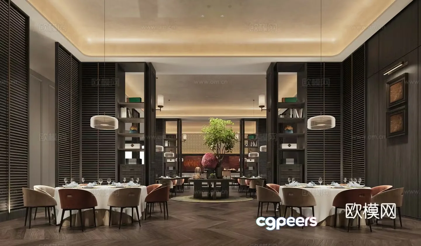 Hotel and restaurant light luxury style 3D model