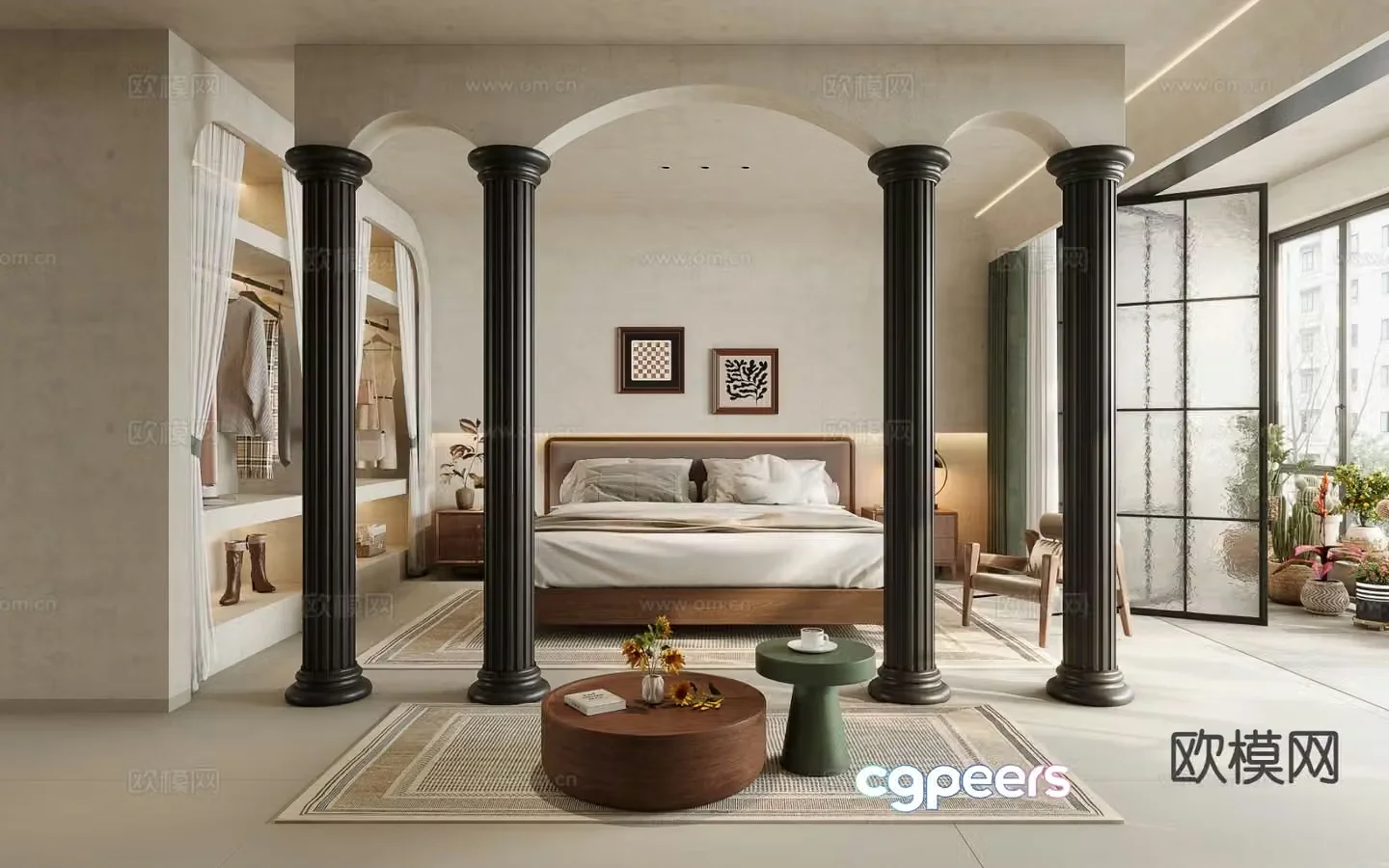 Medieval style bedroom master bedroom 3d model