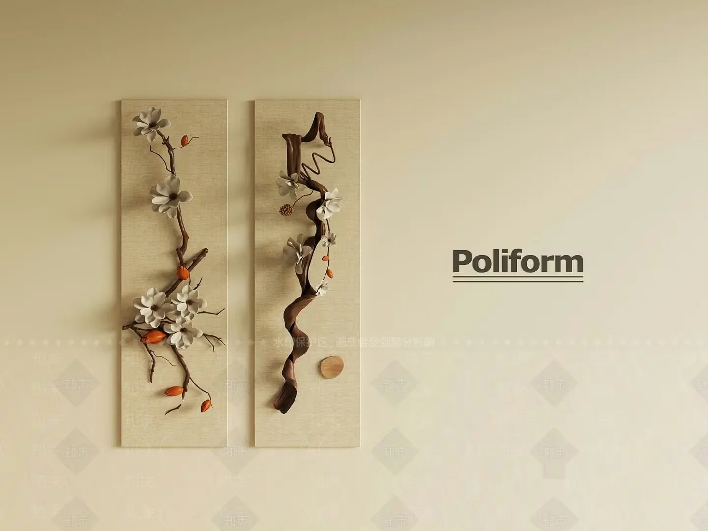 Artwork With Asian-Inspired Design 3D Model – 746 – VRAY Render